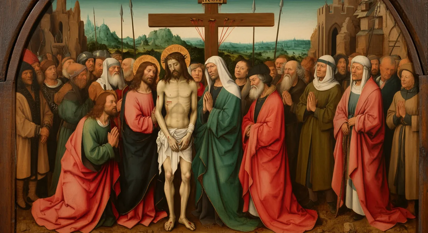 Crucifixion of Jesus - Biblical Painting in Northern Renaissance Style