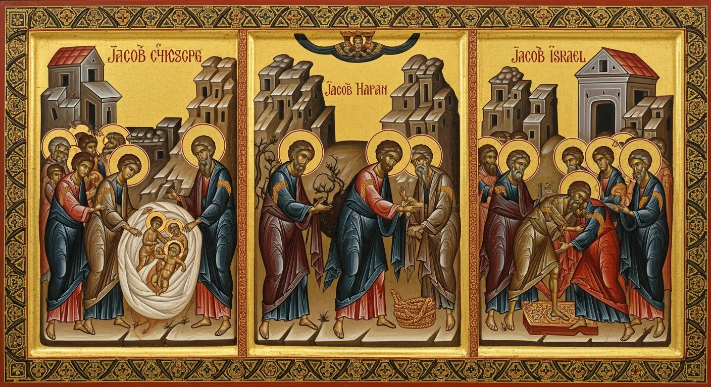Jacob and Esau - Biblical Painting in Byzantine Orthodox Style