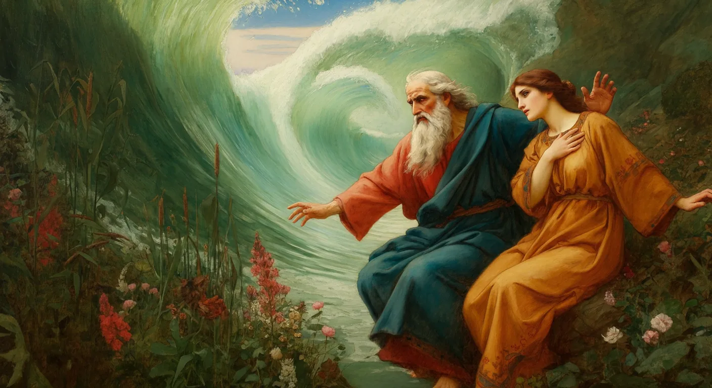 Parting of the Red Sea - Biblical Painting in Pre Raphaelite Style