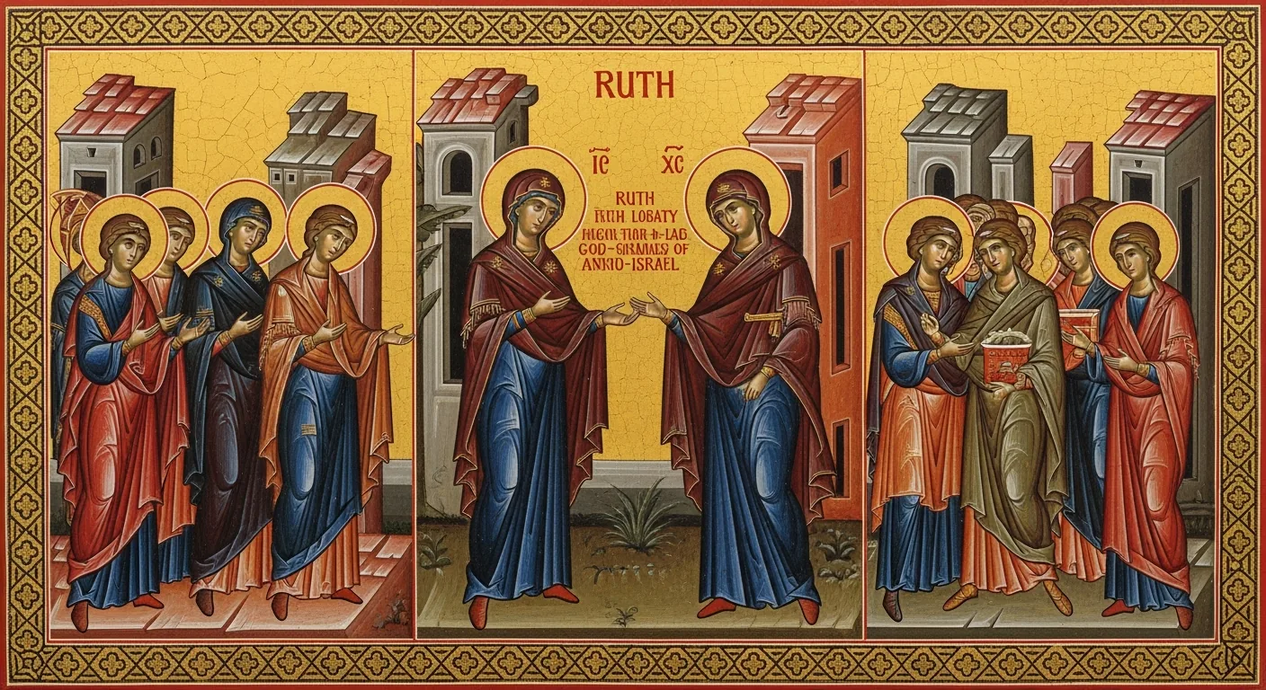 Ruth and Boaz - Biblical Painting in Byzantine Orthodox Style