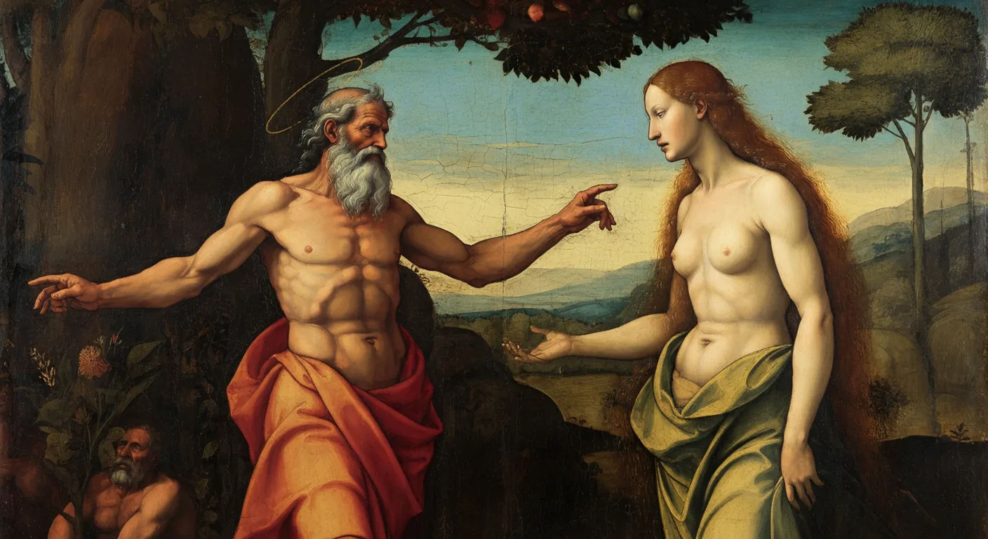 The Garden of Eden - Biblical Painting in Italian Renaissance Style