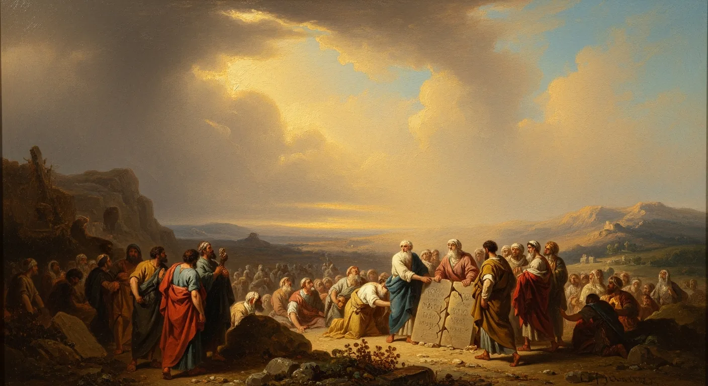 The Golden Calf - Biblical Painting in Romantic Period Style